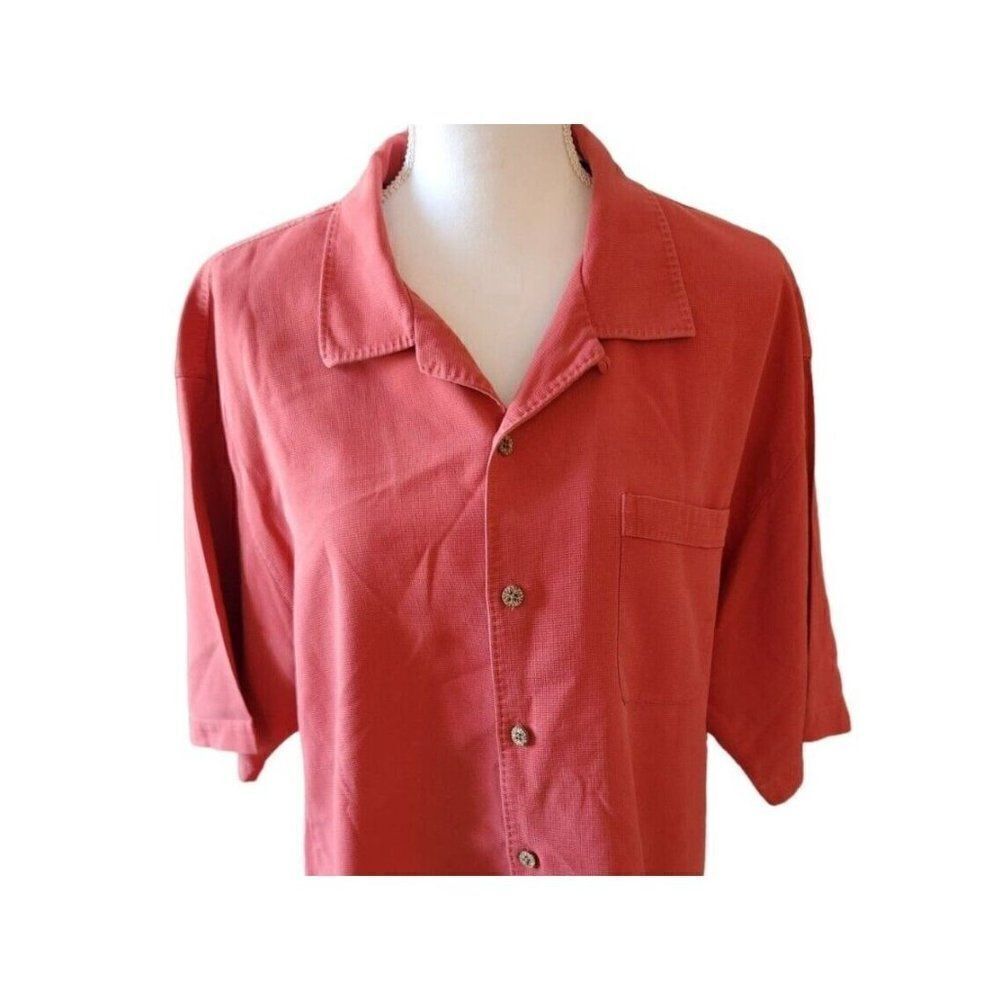 Tommy Bahama Silk Red Short Sleeve Button Up Shirt Size XL